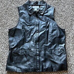 Vintage 90s Real Comfort Black 100% Genuine Leather Jacket Wmn L Moto Biker Punk